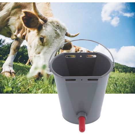 Seau d'alimentation plastique 8L avec tétines anti-reflux pour veaux - Équipement d'élevage