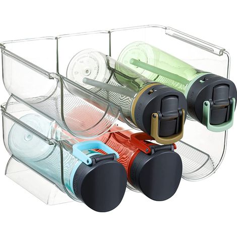 Set mit 2 stapelbaren Flaschenhaltern aus Kunststoff – Aufbewahrungsboxen für Küche, Speisekammer und Kühlschrank – Organizer für Wein- und Wasserflaschen für Arbeitsplatten, Schränke und Regale (1/5)