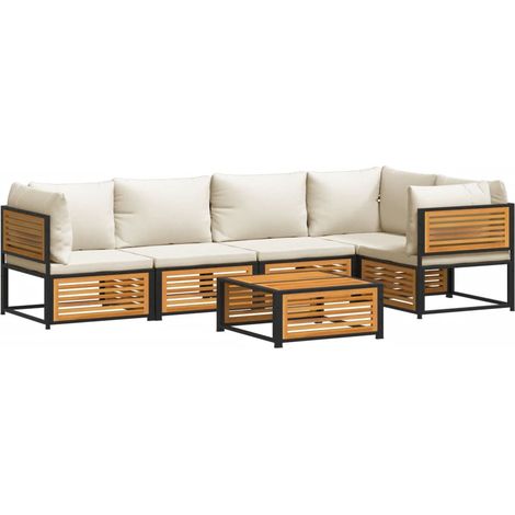 Maison Exclusive - Salon de jardin avec coussins 6 pcs bois d'acacia solide (1/5)