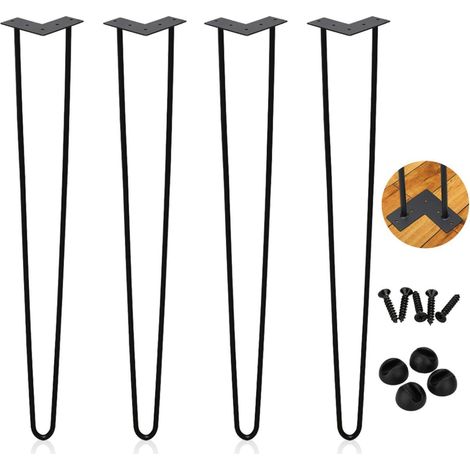 SWANEW Set di 4 gambe a forcella Telaio del tavolo Corridori del tavolo Gambe Tavolo da pranzo Gamba del tavolo Harpins 2 montanti Nero - 61 cm (1/4)