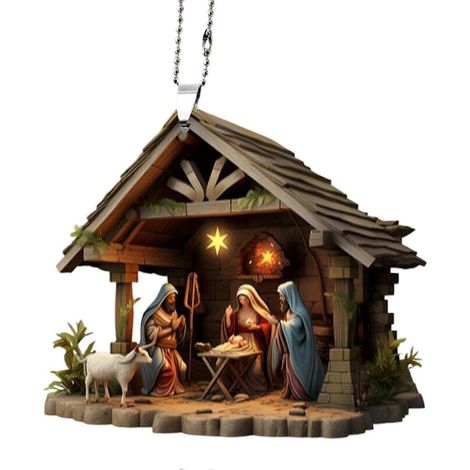 Nativity scène pendentif acrylique Birth de Jésus Noël décoration suspendue festif décoration Religious commémoratif décoration pour le sapin de Noël manteau de cheminée voiture (1/5)