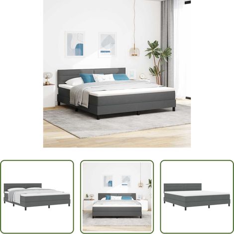 Matratze -  Boxspringbett mit Matratze Dunkelgrau 180 x 200 cm Stoff (1/5)