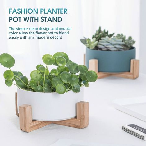 Pot de fleurs cylindrique en céramique avec support pour plantes succulentes, idéal pour la culture hydroponique. Ce pot cylindrique en céramique est parfait pour ranger et décorer vos plantes d'intér