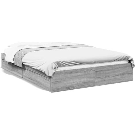 Maison Exclusive - Bettgestell mit Schubladen Grau Sonoma 150x200 (1/5)