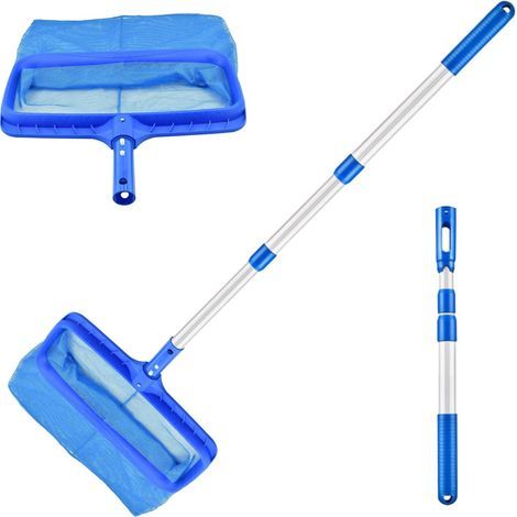 Épuisette de Piscine à Mailles Fines, Épuisette de Piscine Extra Large avec Manche Télescopique,pour Piscine, Étang, Étang à Poissons, Parc Aquatique(Longueur Totale : 120cm) (1/5)