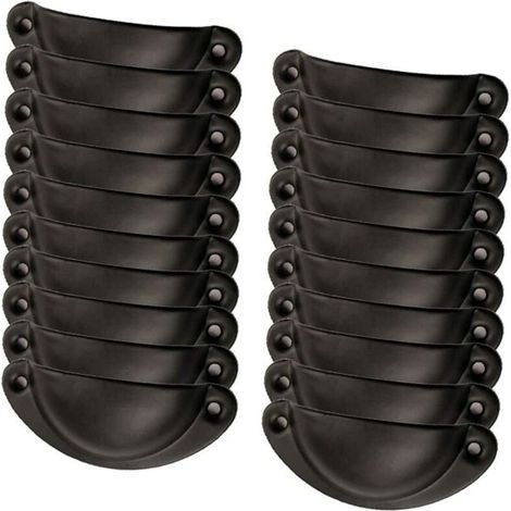 20x Poignée- Noir de Meubles Coquille Vintage 82mm Bouton pour Tiroir Armoire avec Vis (1/5)