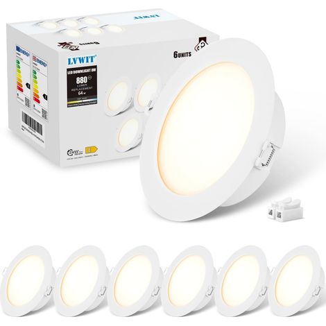 Spot Led Encastrable, 18W Spots Encastrable Salle de Bain Équivalent à 125W, Éclairage Plafond Encastré, 4000K Blanc Neutre, IP44 Éclairage de Plafond φ173MM, Lot de 6 (1/5)