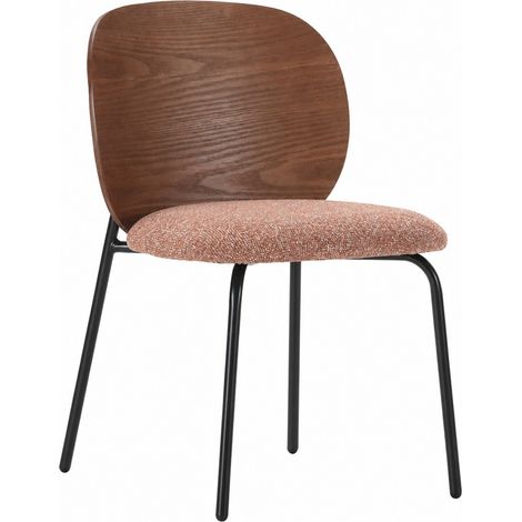 Chaise en frêne et tissu brique - Noyer, noir et brique (1/5)