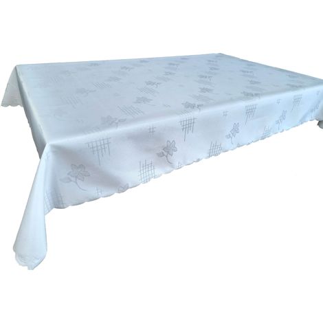 Mantel blanco de teflón 140/180, pulido, resistente a las manchas, de buena calidad. (1/5)