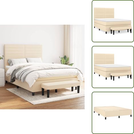 Materasso morbido - vidaXL Giroletto a Molle con Materasso Crema 140x19 cm in Tessuto - Letto con panca
