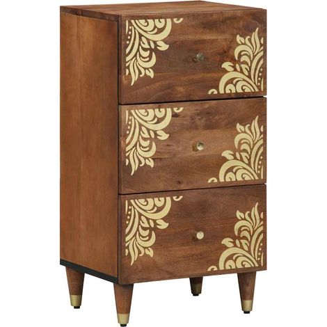 Sideboard mit Regal Braun 40 x 33.5 x 75 cm Massivholz Mango vidaXL (1/5)