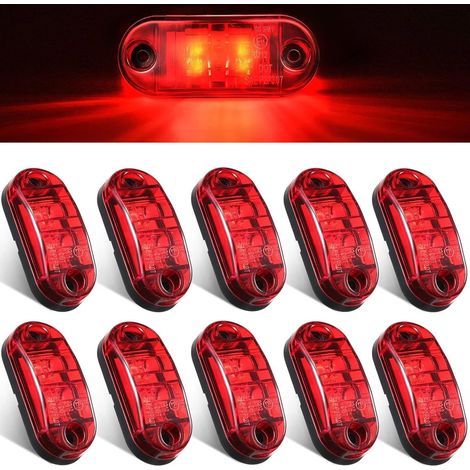 10 pcs DC12v/24v feux de remorque à led,2 leds Imperméable feux de position latéraux de remorque à led feux de circulation à signal ovale feux de gabarit pour camion bateau rv-lumière rouge (1/5)