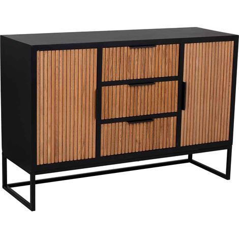 Aparador de 3 cajones y 2 puertas de madera y metal 120x40,5x81h cm (1/5)