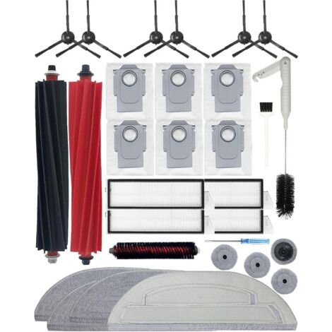 Lot de 30 accessoires pour robot aspirateur Roborock S8 Maxv Ultra, pièces de rechange S8 Max Ultra : 2 brosses principales, 6 brosses latérales, 4 filtres Hepa, 4 chiffons de nettoyage, 6 sacs à (1/5)