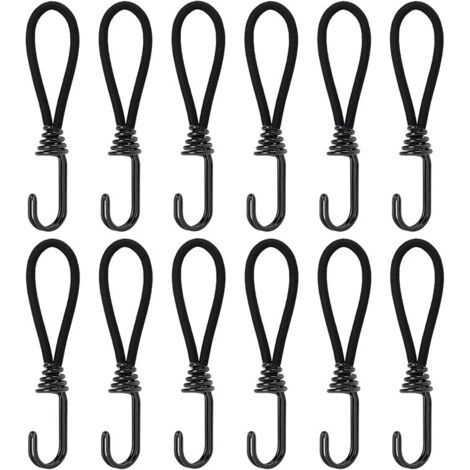 Tendeurs Élastiques avec Crochets, 15cm Elastique Corde en Caoutchouc avec Attaches pour Pavillon, Bâche, Camping, Tente, Rideaux Harnais d’Extension, 12Pcs (1/5)