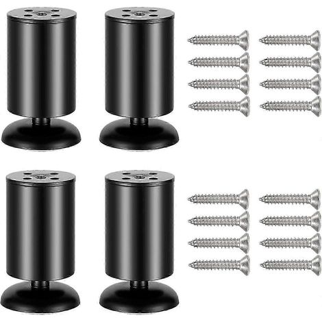 Quatre pieds de meubles en acier noir, pieds de table en acier inoxydable de 80 mm, adaptés aux bureaux, canapés et autres meubles. (1/5)