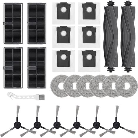 25 accessoires pour Dreame L10s Pro Ultra Heat / L10s Ultra Gen 2 / Mova E30 Ultra / X30 Ultra, comprenant 2 brosses principales, 4 filtres, 6 sacs à poussière, 6 tampons de nettoyage etc (1/5)