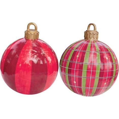 Aufblasbarer Weihnachtskugel-Dekoration - Kunsthandwerk - PVC - 60 cm - 2 Stück - Mehrfarbig