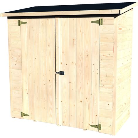 Décor Et Jardin – Remise bois ALBECOVE 167x80 cm – Surface utile 1,34 m² – Panneaux 12 mm pré-assemblés – Double porte pleine avec fermeture à loquet
