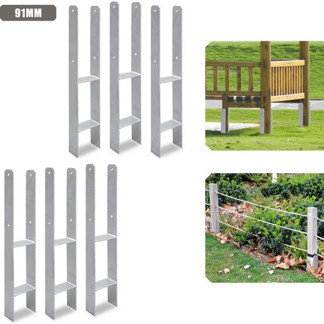 Jiubiaz Ancrage pour poteaux d'extérieur – très robuste, résistant aux intempéries et idéal pour les poteaux en bois dans le jardin - 91 mm 6x - H support de poteau (1/5)