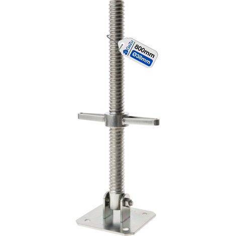 Pied d’échafaudage avec tige filetée galvanoplastie 38 x 800 mm – plaque de pied réglable robuste – GeZu Impex