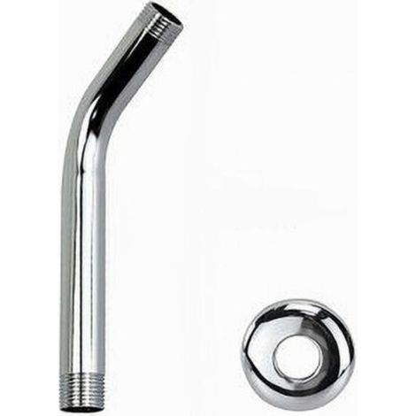 Braccio Per Soffione Doccia Bagno Tondo In Acciaio Cromato Con Rosone 18cm 59498