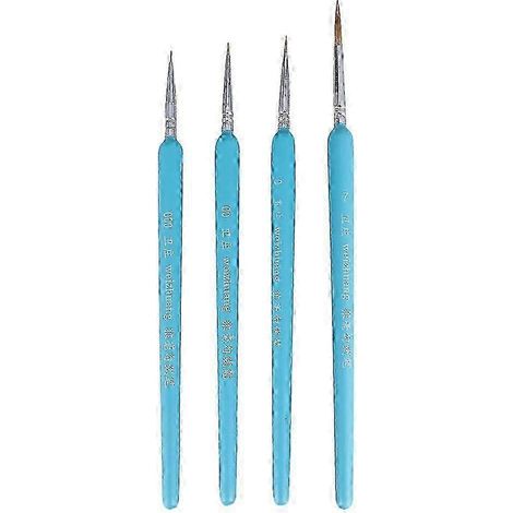 Lot de 4 pinceaux à pointe de loup, pinceaux de détail professionnels pour peinture et dessin de précision (bleu ciel) (1/2)