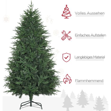 Sapin de Noël synthétique réaliste, montage facile, plastique, vert sapin, 114 x 114 x 180 cm (1/4)