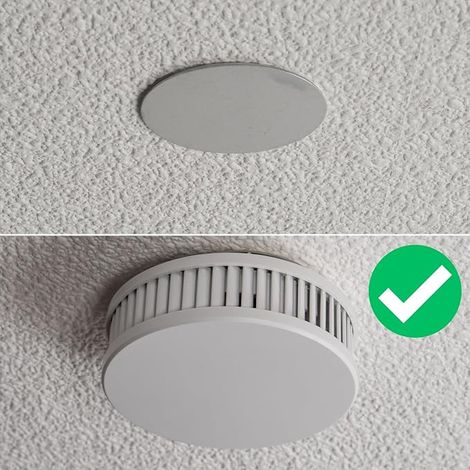 Support Magnétique pour Détecteur de Fumée, Ø 50 mm diamètre, à coller ou à visser, support magnétique pour fixation, plaquette adhésive détecteur CO, support détecteur d'incendie