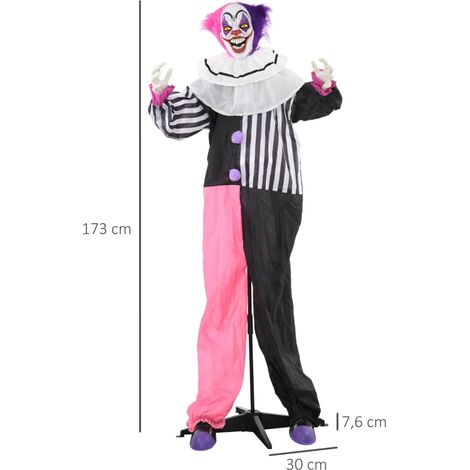 Décoration Halloween clown effrayant, mobile avec fonction rire, rose et violet (1/5)
