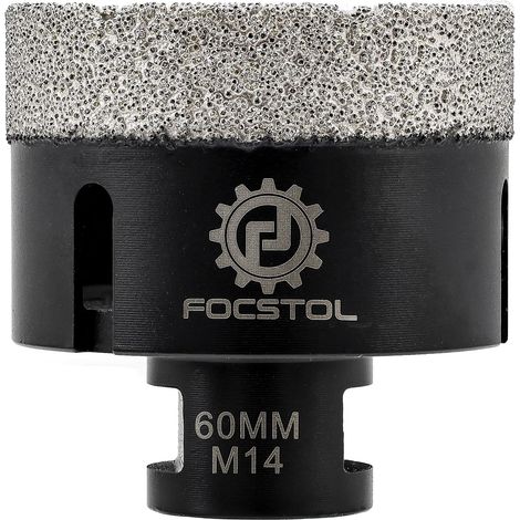 Foret Diamant - 60mm Scie Cloche Diamant Brasée Sous Vide pour Porcelaine Carrelage Céramique Marbre Granit Quartz M14 Filetage (1/5)