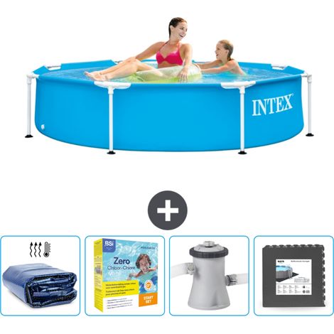 Intex-Schwimmbecken mit rundem Rahmen – 244 x 51 cm – Blau – im Lieferumfang enthalten Accessoire CB10