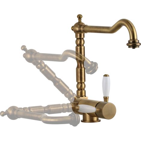Miscelatore per cucina canna abbattibile colore bronzo a 4 vie funzione acqua filtrata Pollini FILTRA OLD 52000161300  Bronzo