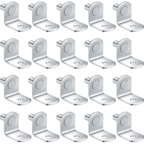 20 Pièces Support pour Étagère Métal de 5 mm pour Armoire de Cuisine L Forme Support Équerre Cheville Etagere en Fer Nickelé Étagère Cheville Support d'étagère pour Meubles Armoire Bibliothèque (1/5)
