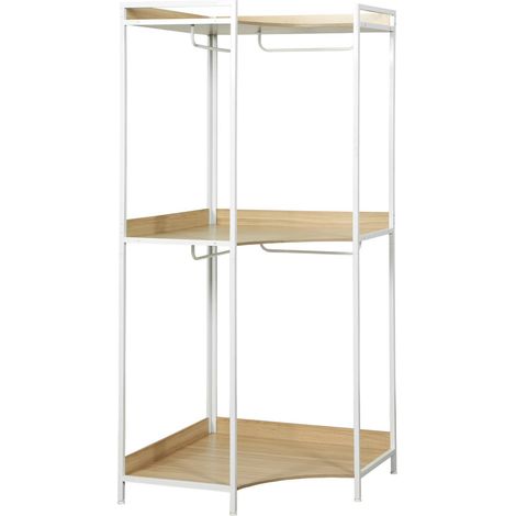 White corner dressing unit with 4 wardrobes and 2 shelves, L 80 x D 80 x H 190 cm