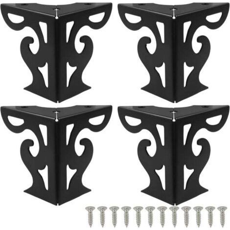 PA Ensemble de quatre pieds de meubles creux de 7,6 cm (3 pouces), pieds de canapé en métal noir, pieds de canapé triangulaires modernes, pieds de meubles en métal, adaptés aux armoires, tabl (1/4)