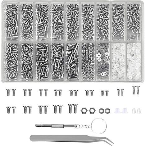 Kit De Réparation Pour Lunettes - 1100 Vis Micro - Tournevis Multifonction Et Pince À Épiler - Boîte De Rangement En Plastique Avec 18 Compartiments - 1 Pièce (1/5)
