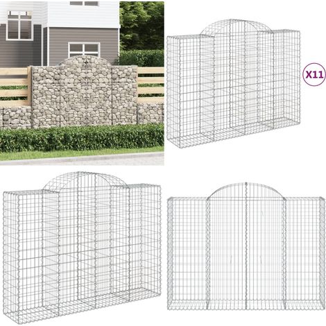 Paniers à gabions arqués 11 pcs 200x50x140/160 cm Fer galvanisé - Panier Gabion - Mur Gabion - Clôture Gabion - Décoration Jardin - Barrieres Jardin - Home & Living (1/5)