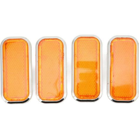 Réflecteur Rectangulaire, 4 Pièces ABS Type de Pâte d'autocollant Réfléchissant de sécurité Universel pour Voiture Moto (orange électrolytique). (1/5)
