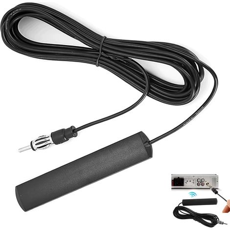 Car Aerial, Universal Car Stereo Antenna, for Am/Fm HD Radio, Hidden Adhesive Mount Windshield Din Vehicle Aerial with 3m Cable, Enhanced Signal Reception & Noise Reduction