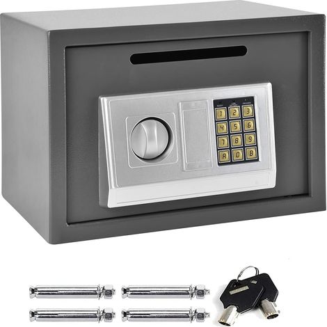 Electronic Digital Safe Box Large 16 Litre Volume for Home Hotel Security with 4 Locking Bolts and 2 Keys Wall or Floor Mounted 25x35x25CM, Grey (1/5)