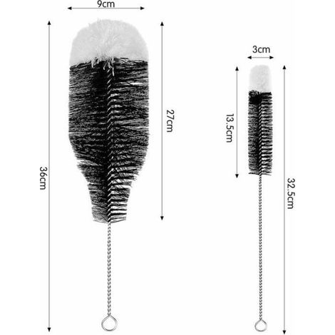 Lot de 2 Goupillon Bouteille Brosses de Nettoyage Brosse Bouteille Nettoyage Avancé pour Bouteilles en Verre Thermos Biberons Et T (1/4)