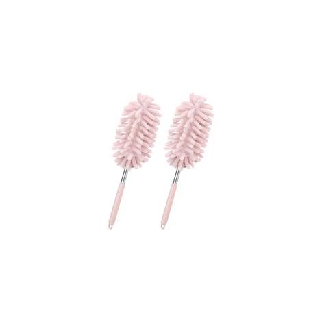 Lot de 2 plumeaux lavables en microfibre pour voiture, ventilateur de plafond, fenêtre, meubles, bureau jusqu'à 76,2 cm (rose) (1/2)