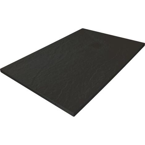 Ondée - Plato de ducha NARA - 70x160 cm - textura pizarra - negro - con desagüe