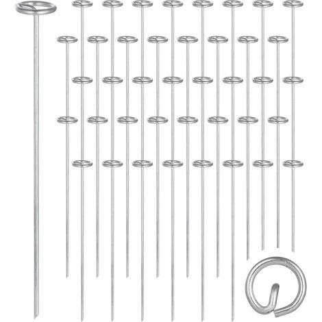 Lot de 40 épingles galvanisées de 20,3 cm en forme de G avec dessus rond pour utilisation dans le jardin (1/5)