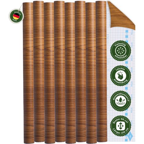 Klebefolie Klebefolie Möbel – Möbelfolie selbstklebend Holzoptik Nussbaum 2er Set, 2 x 90 x 210 cm, zuschneidbar, rückstandsfrei entfernbar – Veluxis