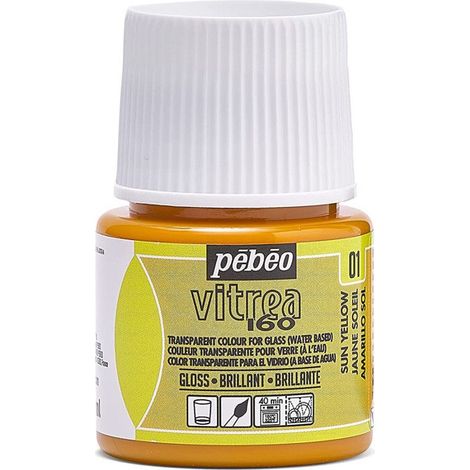 Peinture pour verre - Pébéo - Vitrea 160 - Jaune soleil N°01 - 45ml - Brillant