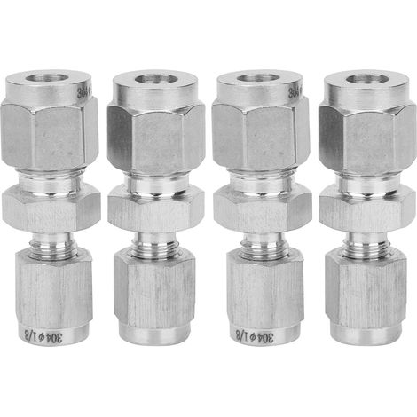 4 raccords droits double bague en acier inoxydable pour tube, adaptateur de tuyau (Ф1/8 Ф1/4) (1/5)