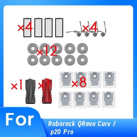 Packung mit 30 Ersatzteilen für den Roborock QRevo Curv / P20 Pro Saugroboter: Hauptseitenbürste. (1/5)