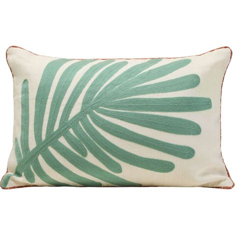 Housse de coussin en Feuille de palmier brodée TROPI